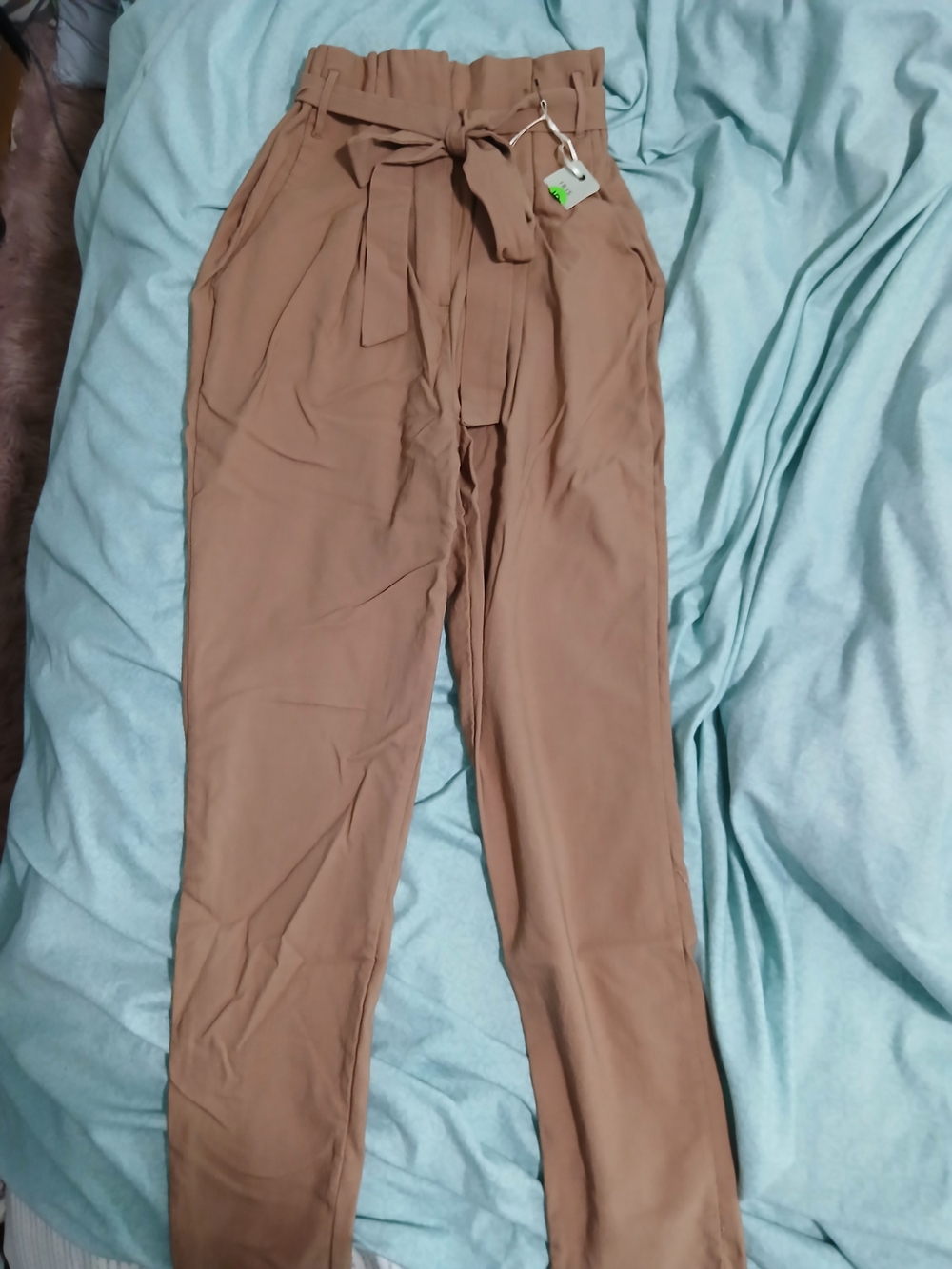 Nwt iris High-Waist Paperbag Tie-Waist Trousers - Brown